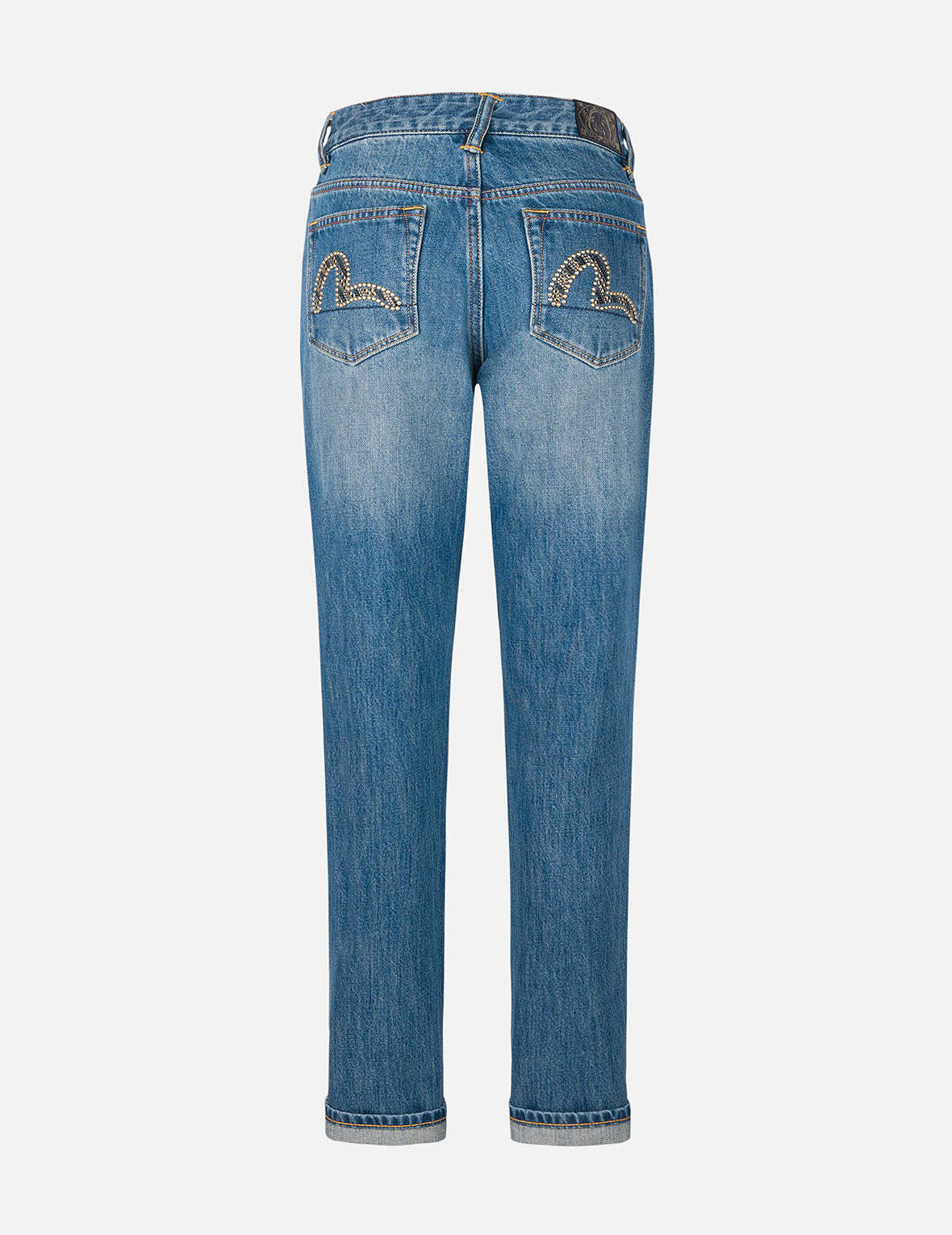Washed Seagull Stud Straight Fit Jeans